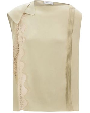Ferragamo Lace-Inserts Top - Natural