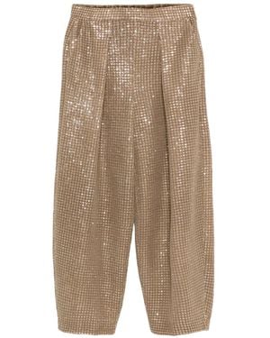 Giorgio Armani Sequin-embellished Pants - Natural