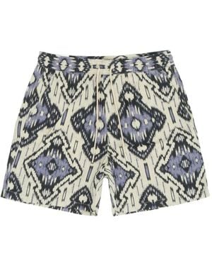 NN07 Gregor Ikat-Pattern Drawstring Shorts - White