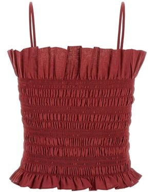 ANDAMANE Suri Smocked Ruffled Top - Red