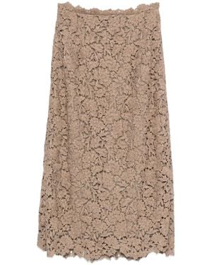 Ermanno Scervino Floral-lace midi skirt - Natur