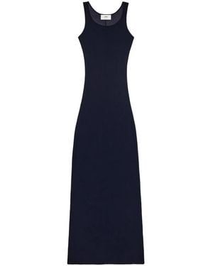 Ami Paris Ribbed Jersey Sleeveless Maxi Dress - Blue
