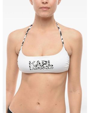 KARL LAGERFELD Logo-Print Bikini Top - Blue