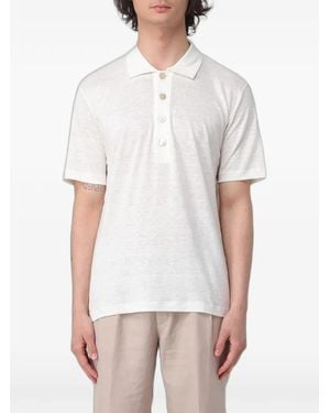 Eleventy Short-Sleeve Linen Polo Shirt - White