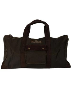MC2 Saint Barth Military Jetleg Waxed Duffle Bag With Logo Embroidery - Black
