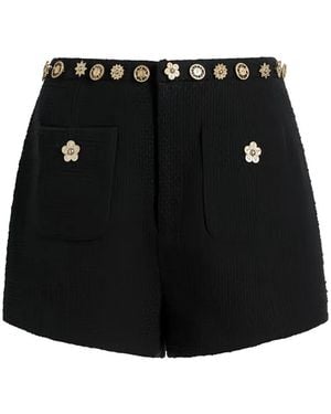 Cinq À Sept Ansey Flower-Applique Shorts - Black