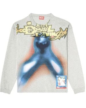 DIESEL Graphic-Print Long-Sleeve T-Shirt - Blue