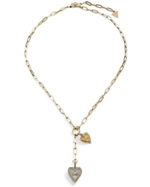 Guess Heart-Pendant Paper-Link Necklace - Metallic
