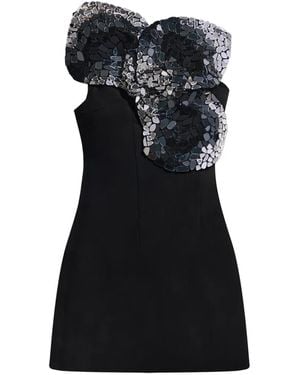 Area Embroidered Mini Dress - Black