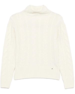 Herno Rollkragenpullover Mit Zopfmuster - Weiß