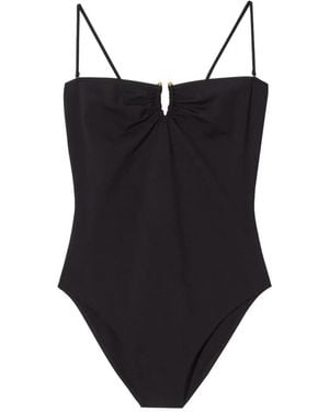 Nili Lotan Ruched-Detail Spaghetti-Strap Swimsuit - Black