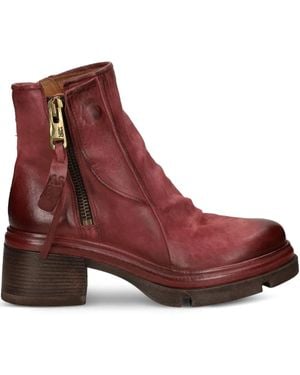 A.s.98 Zip Leather Boots - Red