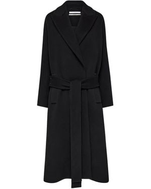 Another Tomorrow Abrigo cruzado con cinturón - Negro