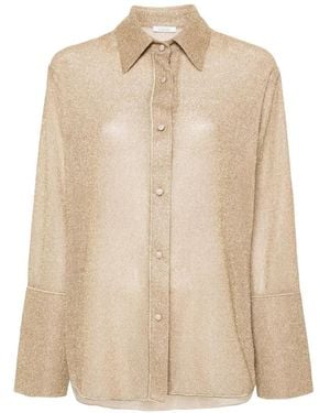 Oséree Metallic-Effect Button-Up Shirt - Natural