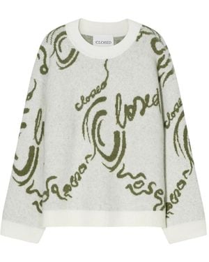 Closed Maglione Con Logo A Intarsi - Bianco