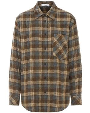Elle Chemise Boutonnée À Carreaux - Brown