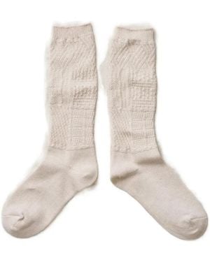yahae Patchwork-Knit Organic-Cotton-Blend Socks - White