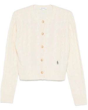 Sporty & Rich Cardigan En Maille Torsadée À Boutonnière - Blanc