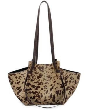 Yuzefi Mochi Schultertasche Mit Kuhprint - Natur
