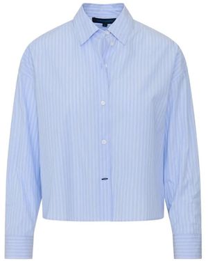 Patrick Assaraf Striped Boxy-Fit Shirt - Blue