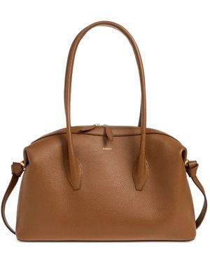 Yuzefi Hazel Brioche Duffle Leather Tote Bag - Brown