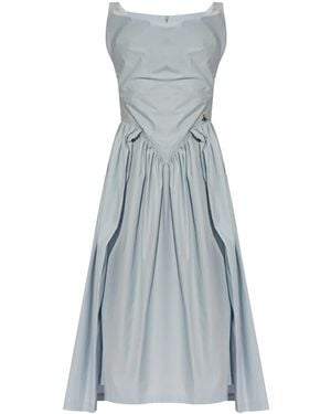 Vivienne Westwood Light Cotton Flared Skirt Midi Dress - Blue