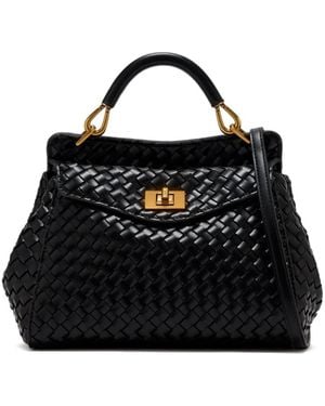 JW PEI Lucia Top-Handle Leather Tote Bag - Black