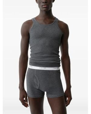 Calvin Klein Ribbed Logo-Waistband Boxers - Black