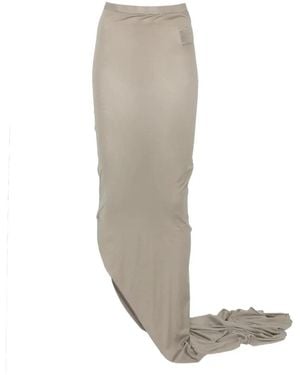 Rick Owens Asymmetric Jersey Maxi Skirt - White