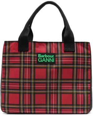 Barbour Tartan Logo-Detail Tote Bag - Rood