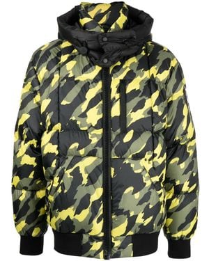Moose Knuckles Camouflage-Print Hooded Bomber Jacket - Gray