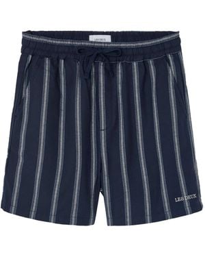 Les Deux Lawson Striped Drawstring Shorts - Blue
