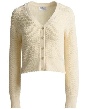 St. John Perle Crepe Knit Cardigan - White