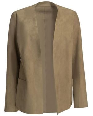 Salvatore Santoro Suede Collarless Jacket - Natural