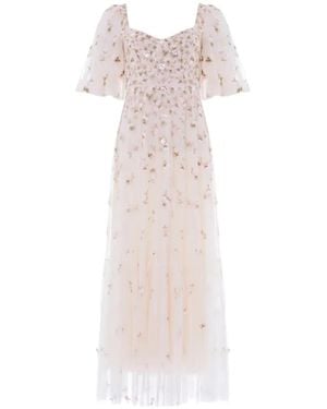 Needle & Thread Vestido De Fiesta Meadow Ditsy Bordado - Blanco