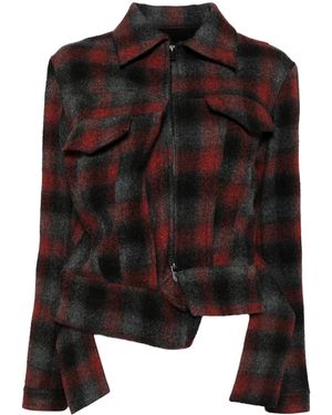 Yohji Yamamoto チェック ジャケット - ブラック