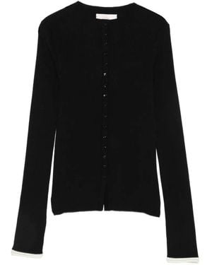 ELEH Ribbed-Knit Button-Up Jumper - Black