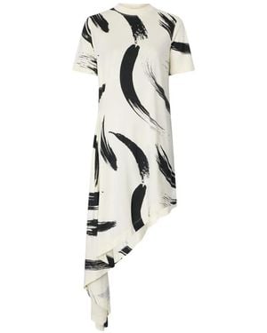 Loulou de Saison Asymmetrisches Liya A-Linien-Kleid Mit Abstraktem Print - Weiß