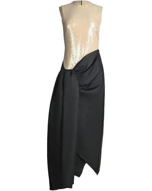 David Koma Robe Drapée À Ornements En Sequins - Noir