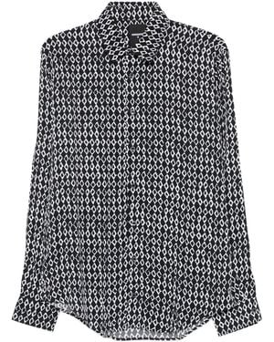 Patrizia Pepe Geometric-Print Long-Sleeve Shirt - Black