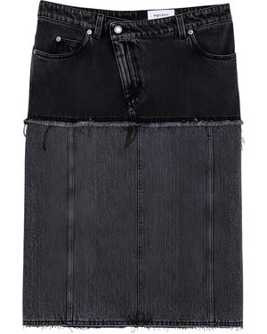 McQueen Two-Tone Denim Skirt - Black