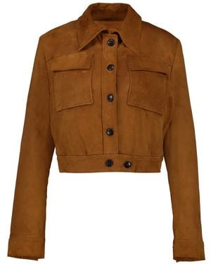 Stouls Leoncino Button-Up Suede Jacket - Brown