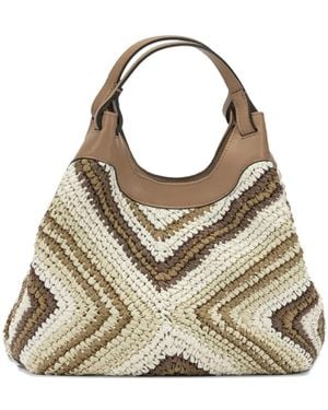 Gianni Chiarini Dua Woven Chevron-Pattern Tote Bag - White