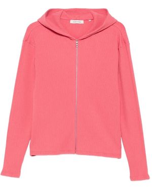 sunflower Ribbed-Knit Zip-Up Hoodie - Pink