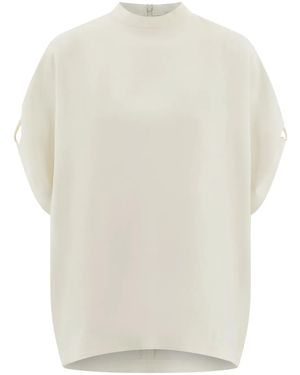 Ferragamo Crew Neck T-Shirt With Turned Up Sleeve - White