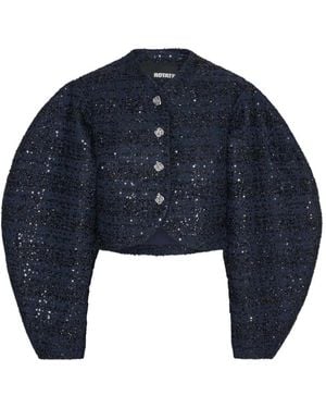 ROTATE BIRGER CHRISTENSEN Sequin-Embellished Puff-Sleeve Jacket - Blue