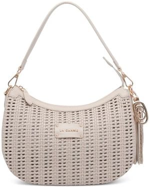 La Carrie Woven Logo-Detail Tote Bag - White
