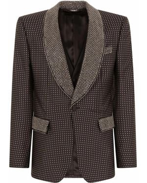 Dolce & Gabbana Rhinestone-Embellished Jacquard Suit - Black