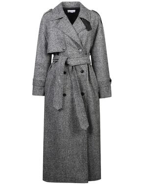 THE NINA STUDIO Check Belted Coat - Grey