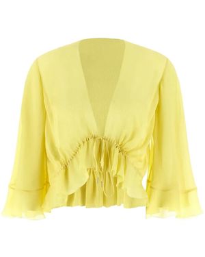 Alberta Ferretti Drawstring Ruffled Blouse - Yellow